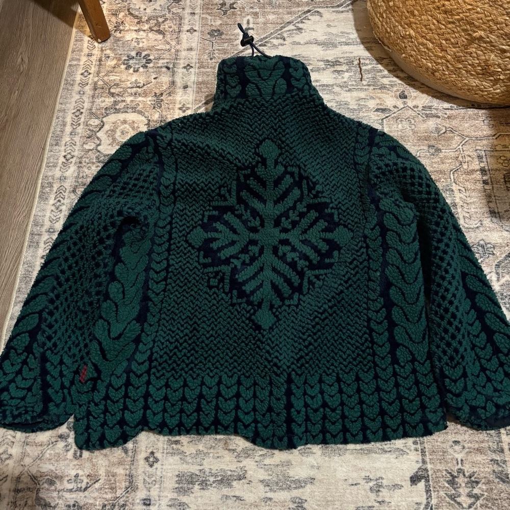 VTG Vintage woolrich green fleece teddy sweater size M snowflake - Picture 10 of 14